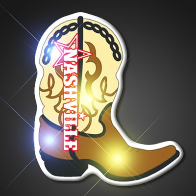 Brown Cowboy Boot Flashing LED Pin - Domestic Imprint