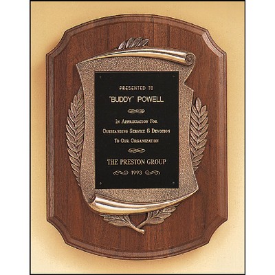 Walnut Plaque with Antique Bronze Frame 11x15 Brushed brass plate