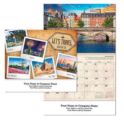 Let's Travel Stapled Wall Calendar