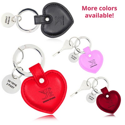 Heart Shaped Leather Key Holder With Metal Charm