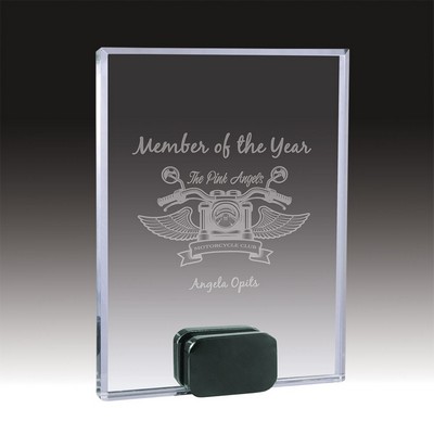 8" Crystal Rectangle Award w/Black Base