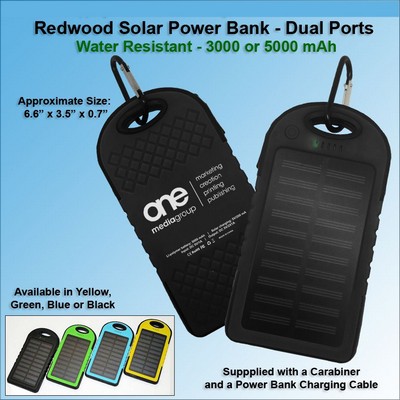 Redwood Solar Power Bank 5000 mAh - Black