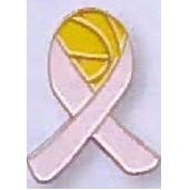 1" Awareness Ribbon Lapel Pins w/ Basketball