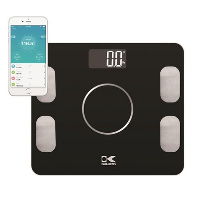 Bluetooth Black Electronic Body Fat Scale w/Body Analysis