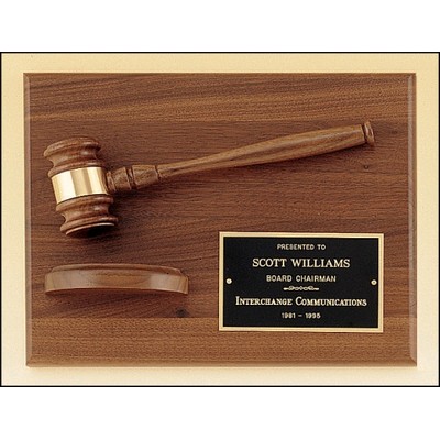 American walnut plaque with walnut gavel