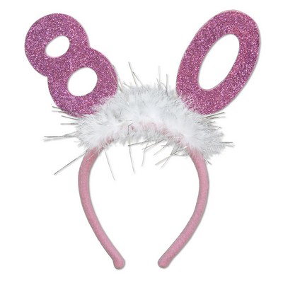 Numbered Glittered Boppers W/Marabou Headband