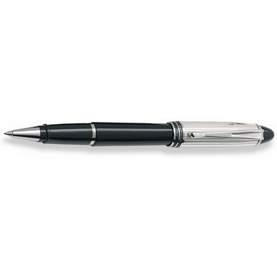 Luxury Line Aurora Ipsilon Silver Sterling Silver Cap & Black Barrel Rollerball Pen