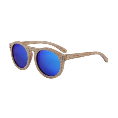 Beech Duwood Sunglasses - Blue Mirror Polarized Lenses - Beech Wood Frames