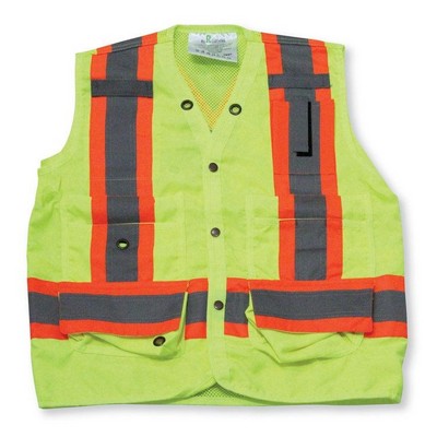 Lime Green 100% Polyester Mesh Surveyor Vest