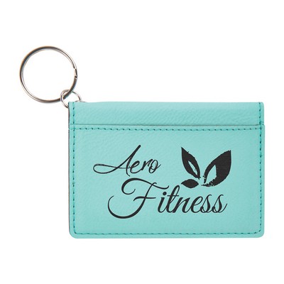 Teal Leatherette Keychain ID Holder