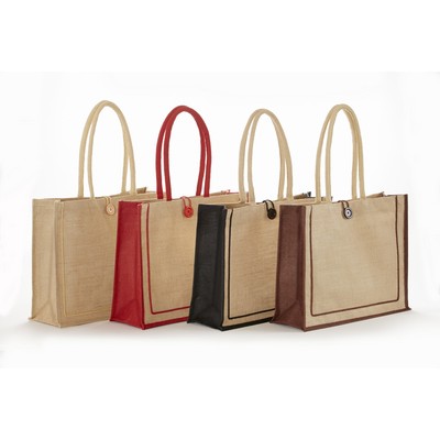 2 Tone Tuscany Jute Bag - 15"x13 1/2"x5"