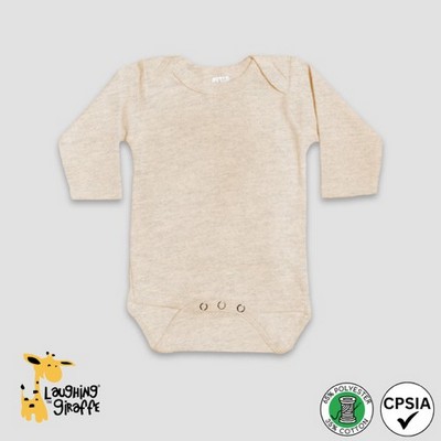 Baby Long Sleeve Bodysuit Oatmeal 65% Polyester 35% Cotton-Laughing Giraffe®