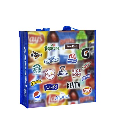 Custom Full-Color Printed 150g Laminated RPET (recycled from plastic bottles) Tote Bag 15"x15"x9"