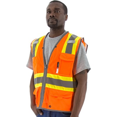 High Visibility Orange DOT Striping, D-Ring, Safety Vest, ANSI 2, Type R