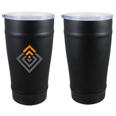 16 Oz. Stainless Vacuum Double Wall CeramiSteel Beer Tumbler w/Drink Through Lid (Screen Printed)