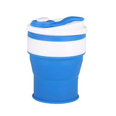 14 Oz. Silicone Folding Camping Cup w/Lid