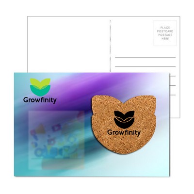 Post Card with Piggy Bank Cork Coaster