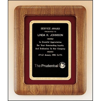 Manchester Series American Walnut Plaque w/Florentine Border Plate & Maroon Velour Background