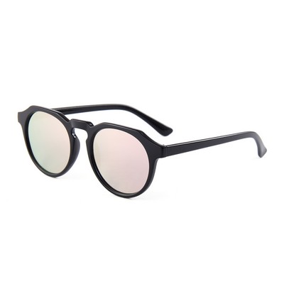 Sunglasses - Pink Mirror Lenses - Black Frames