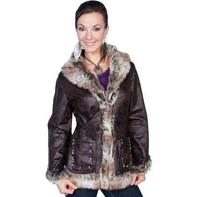 Honey Creek Faux Fur Trim Jacket w/Studded Pockets