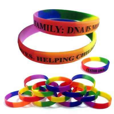 Embossed Rainbow Silicone Wristband