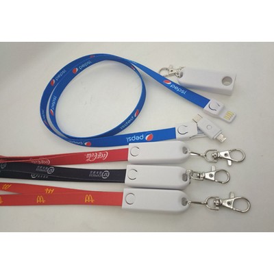 Lanyard Charger cable with swivel, multi-charger plugs