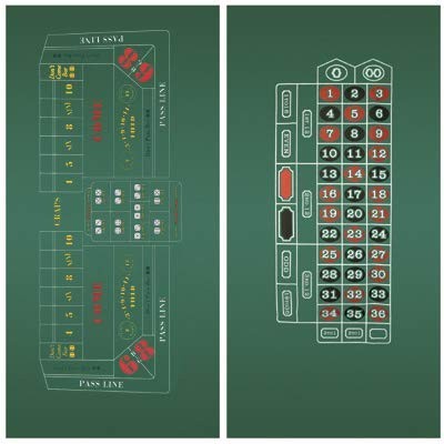 Two sided Craps & Roulette casino felt layout - 36" x 72"