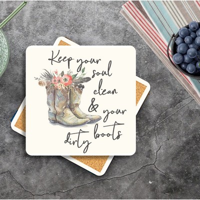 Square Absorbent Stone Coaster with Custom Print - Basic Print