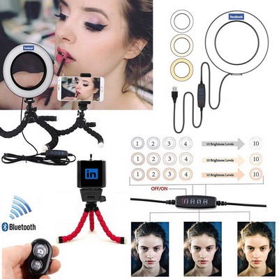 Kidder Ring Light + Tripod + Bluetooth Remote Shutter (Red)