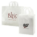 Imprinted Frosted Clear Bag w/Soft Loop Handles (14"x10"x13")