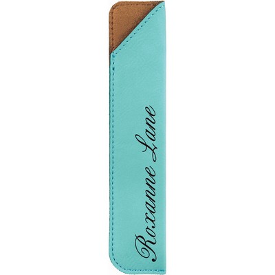 6 1/4" Teal Laser Engraved Leatherette Pen Sleeve