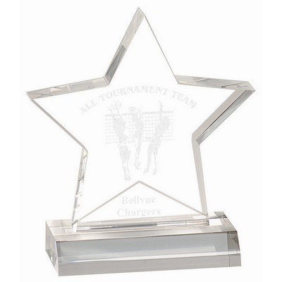 5" x 5" Clear Star Acrylic Award with 4" Base