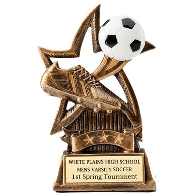 6½" Soccer Sweeping Star Resin Trophy