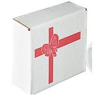 Round Cookie Tin Shipping Box w/Red Bow (9 7/8"x3 1/2")