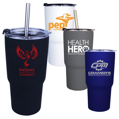 20 Oz. Halcyon® Tumbler with Stainless Straw/Flip Top Lid