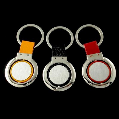 Small 2 Tone Round Spinner Keychain