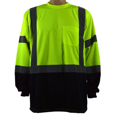 ANSI Class 2 Birds eye Lime Mesh Black Bottom Long Sleeve T-Shirt