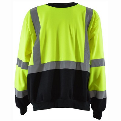 ANSI 107-2015 Class 3 Lime /Black Two Tone Crew Neck Sweatshirt