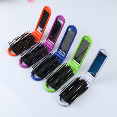 Mini Plastic Hair Comb w/Mirror