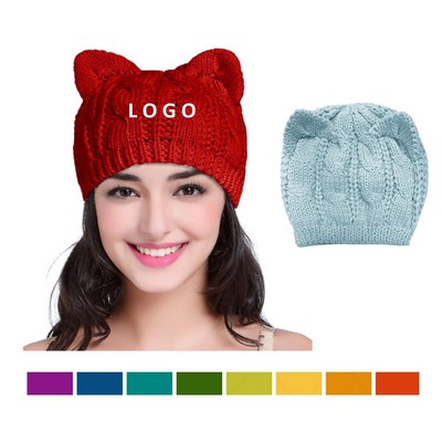 Kid Cat Ear Knitted Beanie