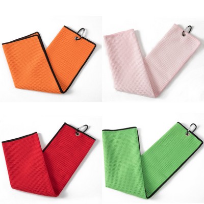 16x26 Inch Microfiber Waffle Golf Towel W/ Carabiner