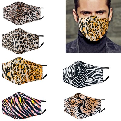 4-layer Leopard Print Cotton Face Mask With Pocket For Filter