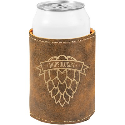 Rustic/Gold Beverage Holder, Laserable Leatherette, 3-3/4"H