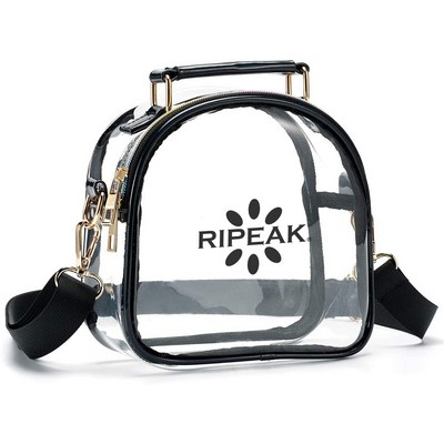 Women's PVC Transparent Clutch Clear Purse Crossbody Bag with Adjustable Strap Stadium Approved Bag