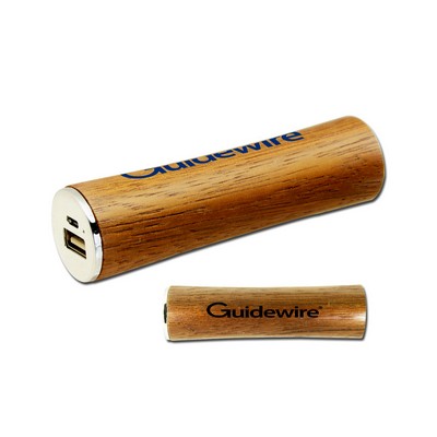 2600mAh Cylinder Wooden Finish Power Bank