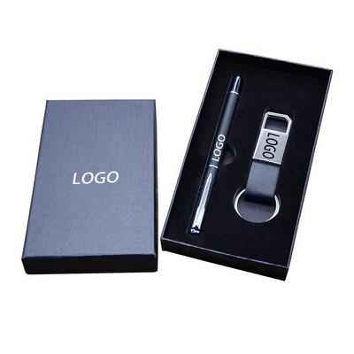 2-Piece Office Gift Set Metal Signature Pen and Key Chain