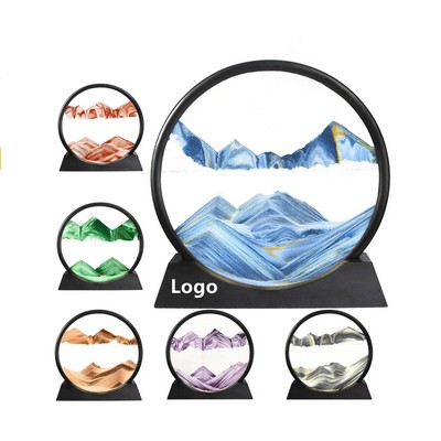 Moving Sand Art Picture Sandscapes in Motion Round Glass Desktop Decoration Art Toy 7 Inch