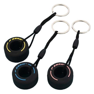 3D Soft Rubber Tire-Shape Flexible Glue Key Ring