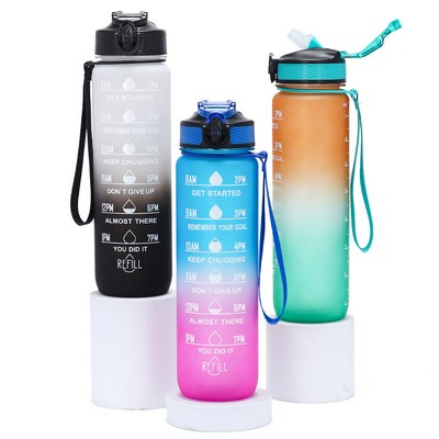 32OZ Plastic Motivational Water Bottle