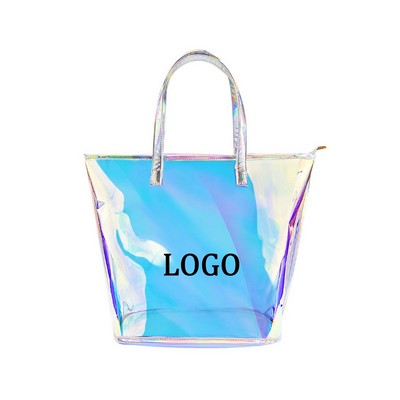 Large Iridescent Clear TPU Tote Bag